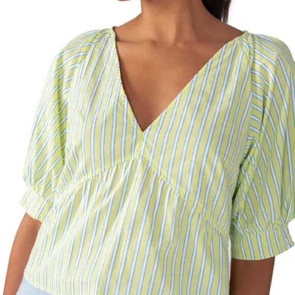 Anthropologie Sanctuary Light Green Striped Blouse Size: Medium - Picture 12 of 13